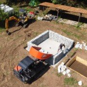 Remplissage des gabions de la phytopépuration de la Salvetat-sur-Agout
