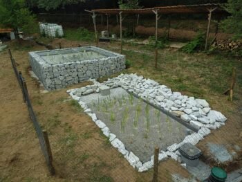 Phytoépuration en gabion et granit réalisée à la Salvetat sur Agout dans le Tarn