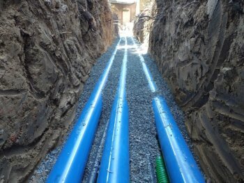 Tubes SN8, gaines télécom et PE eau potable, enrobés Lapeyrouse-Fossat
