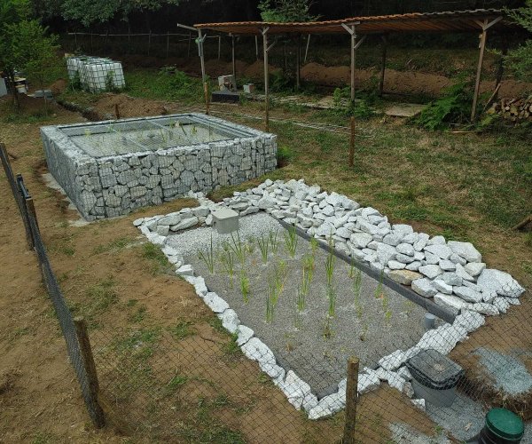 Phytoépuration en gabion et granit réalisée à la Salvetat sur Agout dans le Tarn